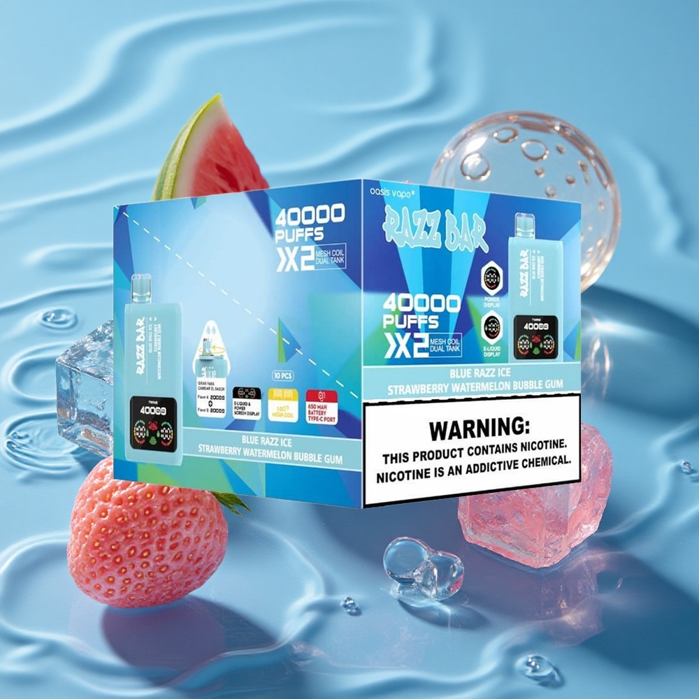 Razz Bar 40000 Puffs Vienkartinis Vape Mėlynasis Avietinis Ledas-Žemuogės Arbūzas Burbulų Guma