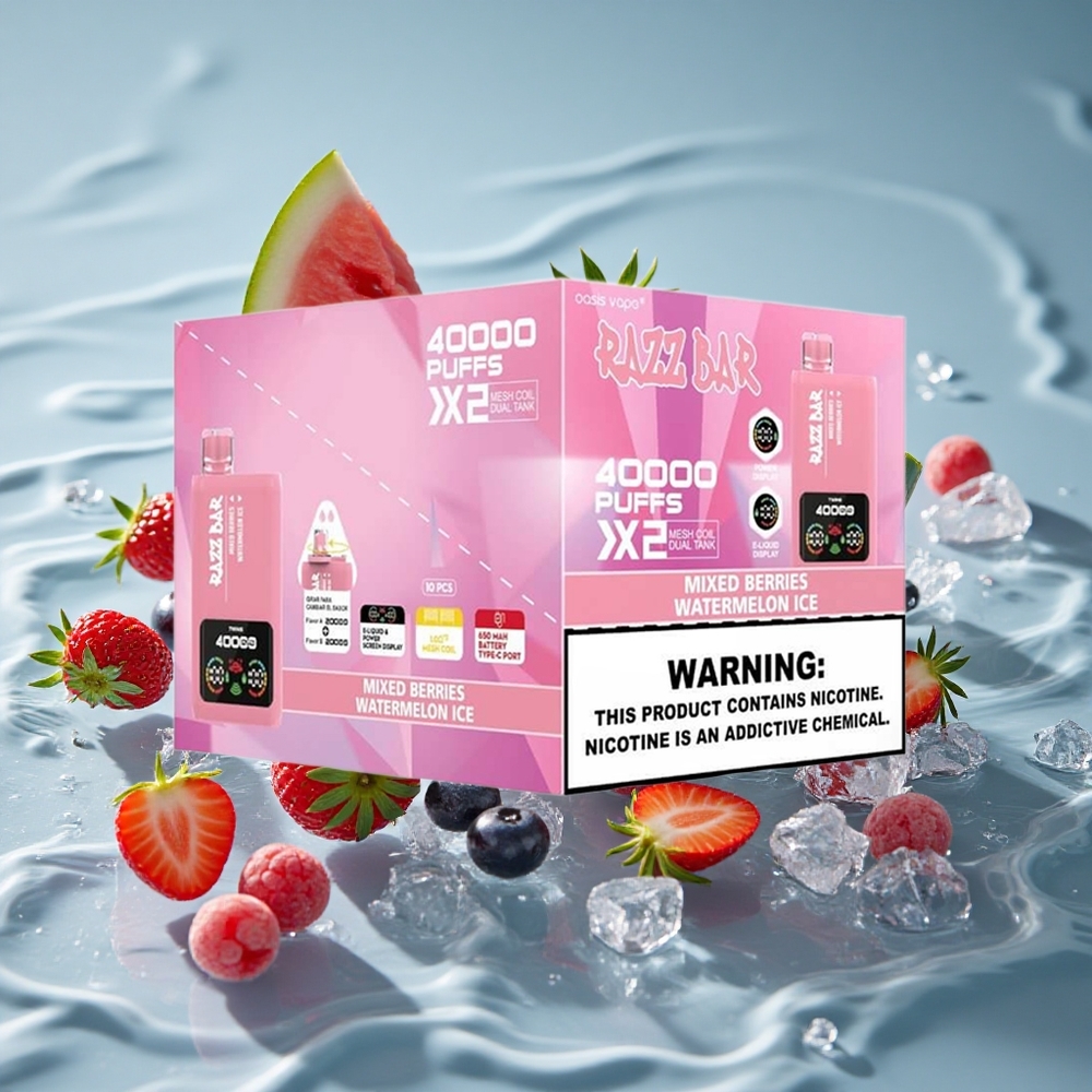 Razz Bar 40000 Puffs Vienkartinis Vape Mėlynių Uogų_Arbūzo Ledas