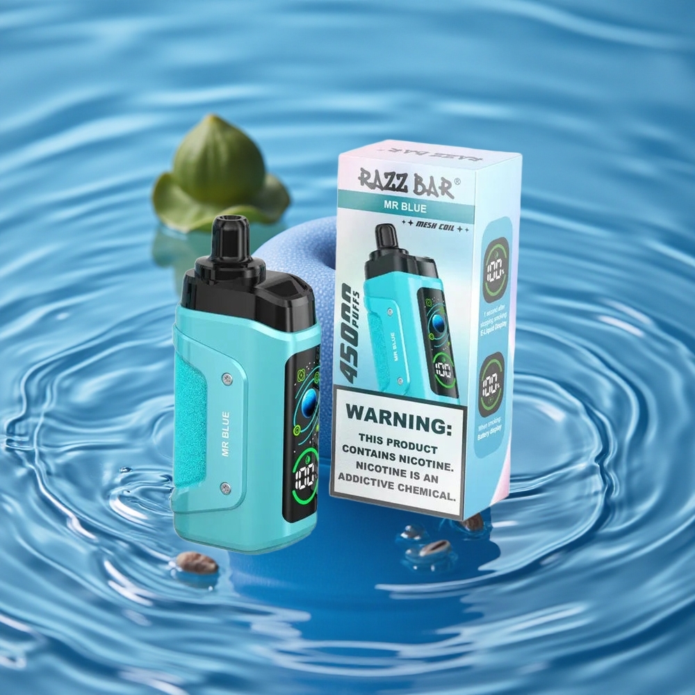 Razz Bar 45000 Puffs Vienkartinis Vape 10 Ohm Tinklelio Ritė Mėlynasis