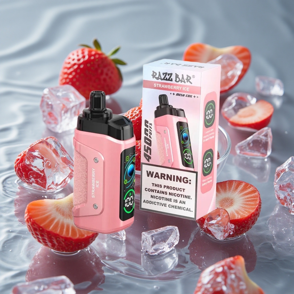 Razz Bar 45000 Puffs Vienkartinis Vape 10 Ohm Tinklelio Ritė Strawberry Ice
