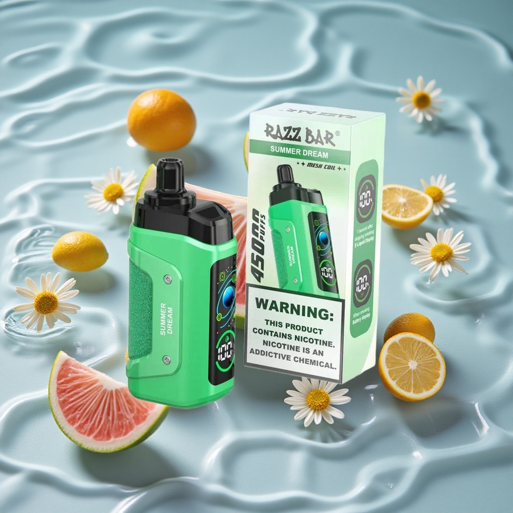 Razz Bar 45000 Puffs Vienkartinis Vape 10 Omų Tinklelinė Spiralė Summer Dream