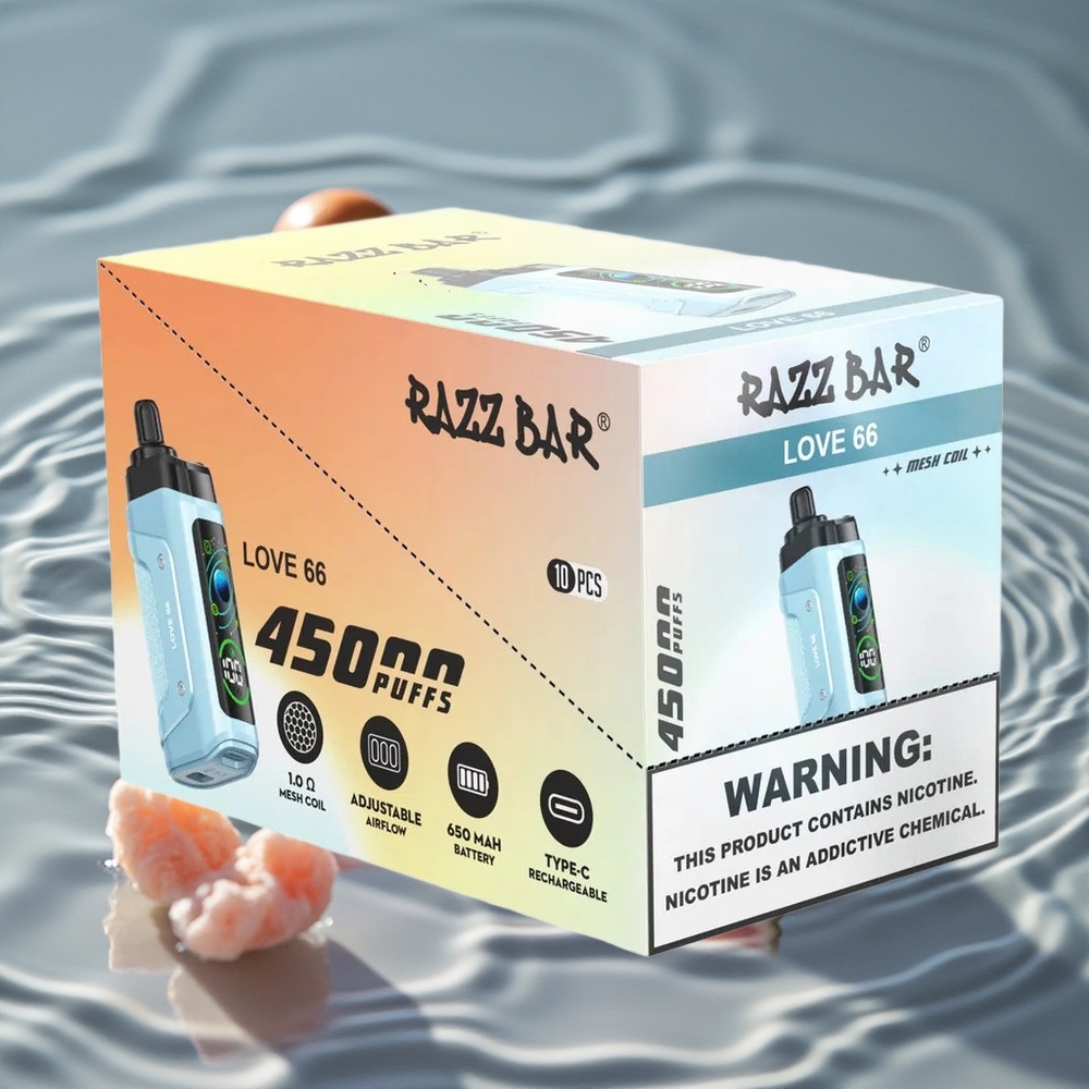 Razz Bar 45000 Puffs Vienkartinis Vape Love 66 su 10 Omų Tinklelio Ritė
