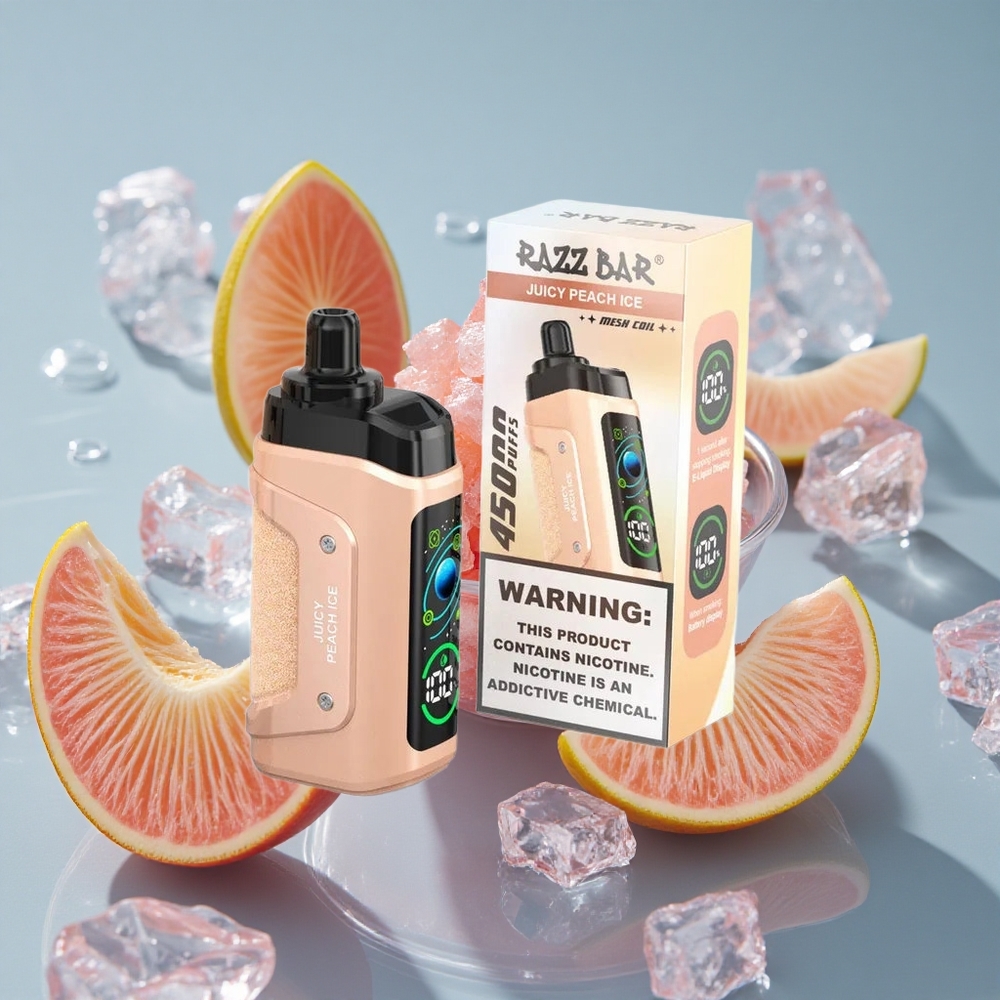 Razz Bar 45000 Puffs Vienkartinis Vape Sultingas Persikas Ledas