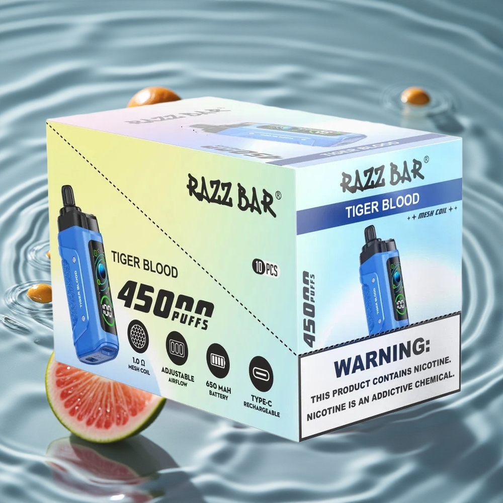 Razz Bar 45000 Puffs Vienkartinis Vape Tigro Kraujas su 10 Omų Tinklelių Ritė