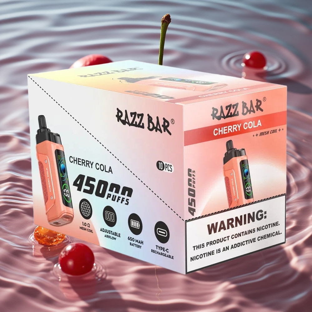Razz Bar 45000 Puffs Vienkartinis Vape Vyšnių Kola