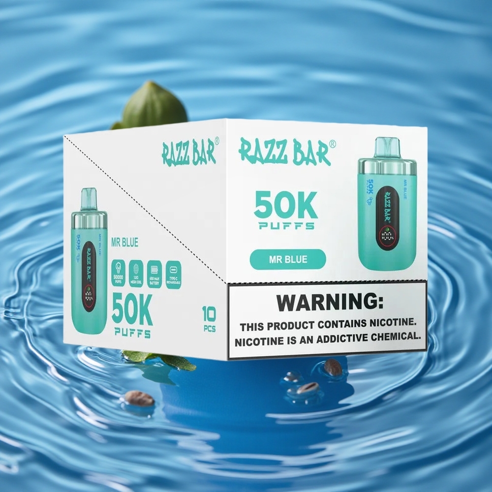Razz Bar 50K Puffs Vienkartinis Vape 10 Omų Tinklelio Apvija Mr Mėlynas