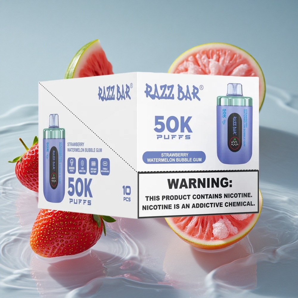Razz Bar 50K Puffs Vienkartinis Vape Braškinis Arbūzas Burbulų Guma su 10 Omų Tinklelio Ritė