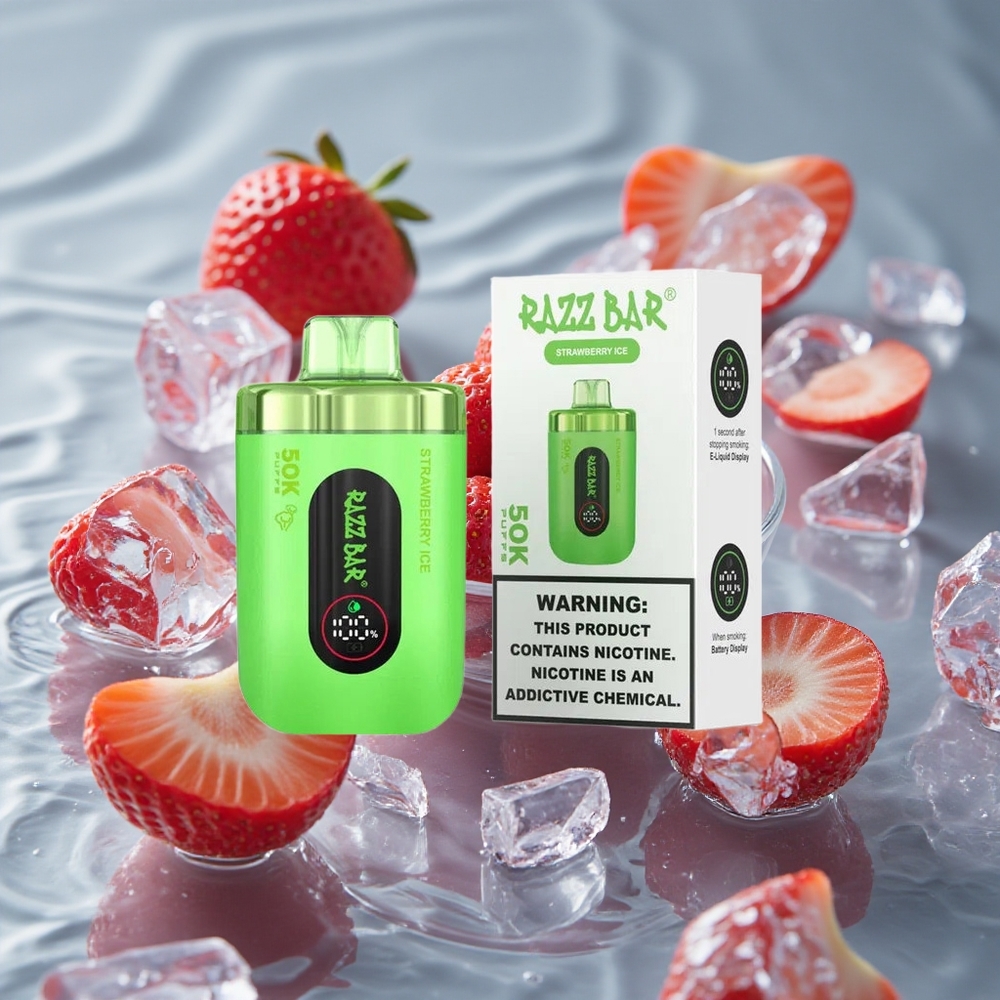 Razz Bar 50K Puffs Vienkartinis Vape Braškės Ledas