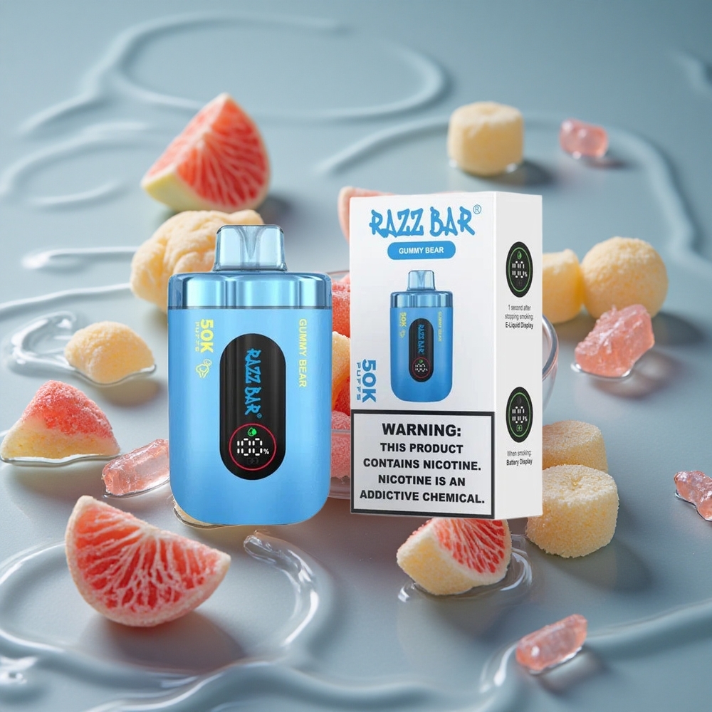 Razz Bar 50K Puffs Vienkartinis Vape Guminukas su 10 Omų Tinklelio Apvija