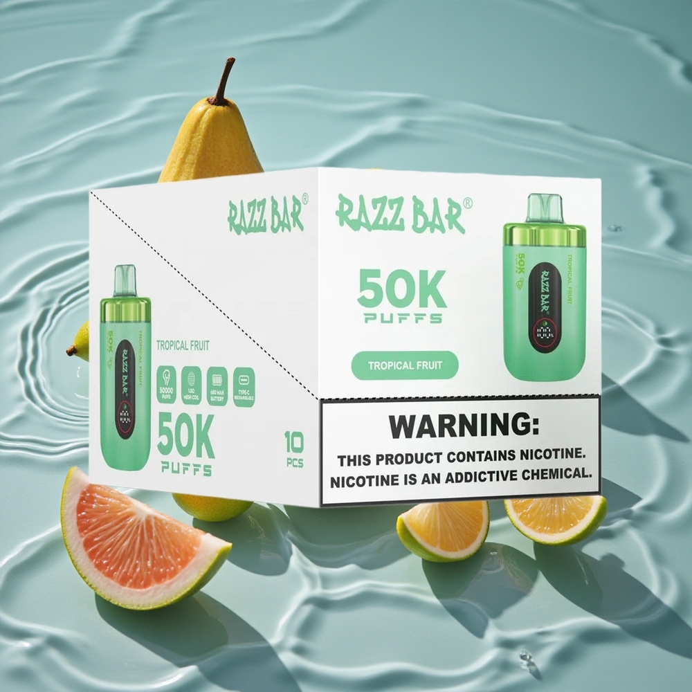 Razz Bar 50K Puffs Vienkartinis Vape Tropiniais Vaisiais su 50000 Traukimų