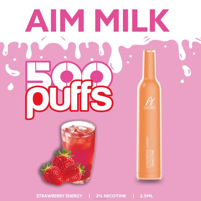 Aivono AIM MILK 500 braškių energija - L68X266 Aivono Vape Review
