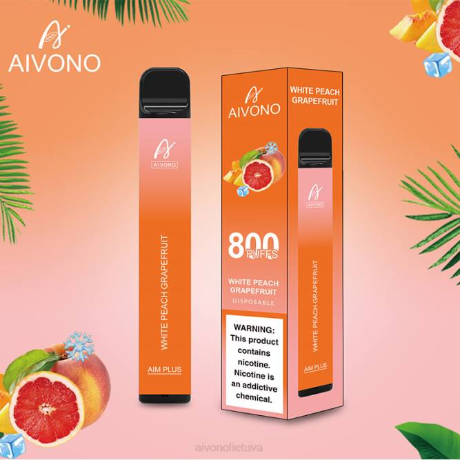 Aivono AIM PLUS 800 baltasis persikas greipfrutas - L68X199 Aivono Puffs