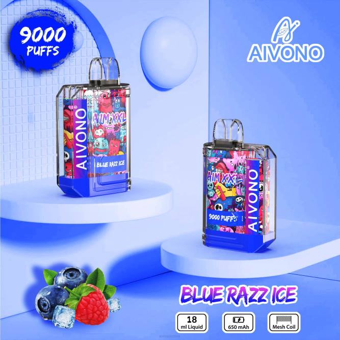 Aivono AIM XXL 9000 burnos lipdukas skaidrus mėlynas razz ledas - L68X54 Aivono Lietuva