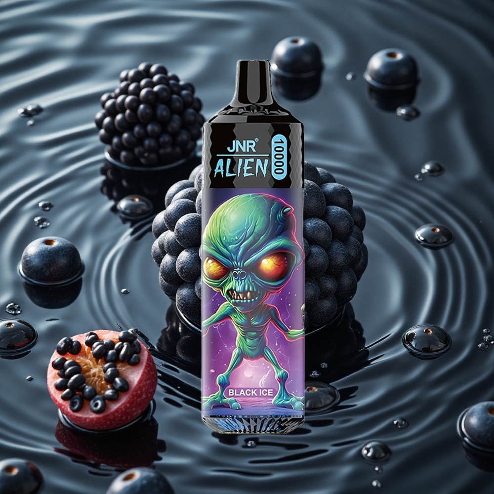 JNR Alien 10000 Puffs 20ml Skystis LED Vienkartinis Vape Juodasis Ledas
