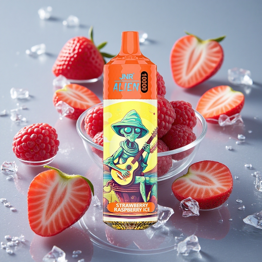 JNR Alien 10000 Puffs 850mAh Akumuliatorius Vienkartinis Vape Braškė Avietė Ledas