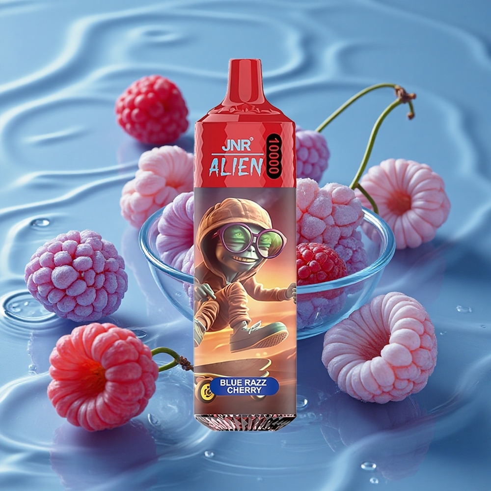 JNR Alien 10000 Puffs 850mAh Akumuliatorius Vienkartinis Vape Mėlyna Avietė Vyšnia