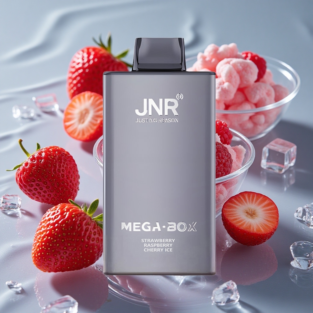JNR Mega Box 25000 Puffs Vienkartinis Vape Braškių Aviečių Vyšnių Ledas