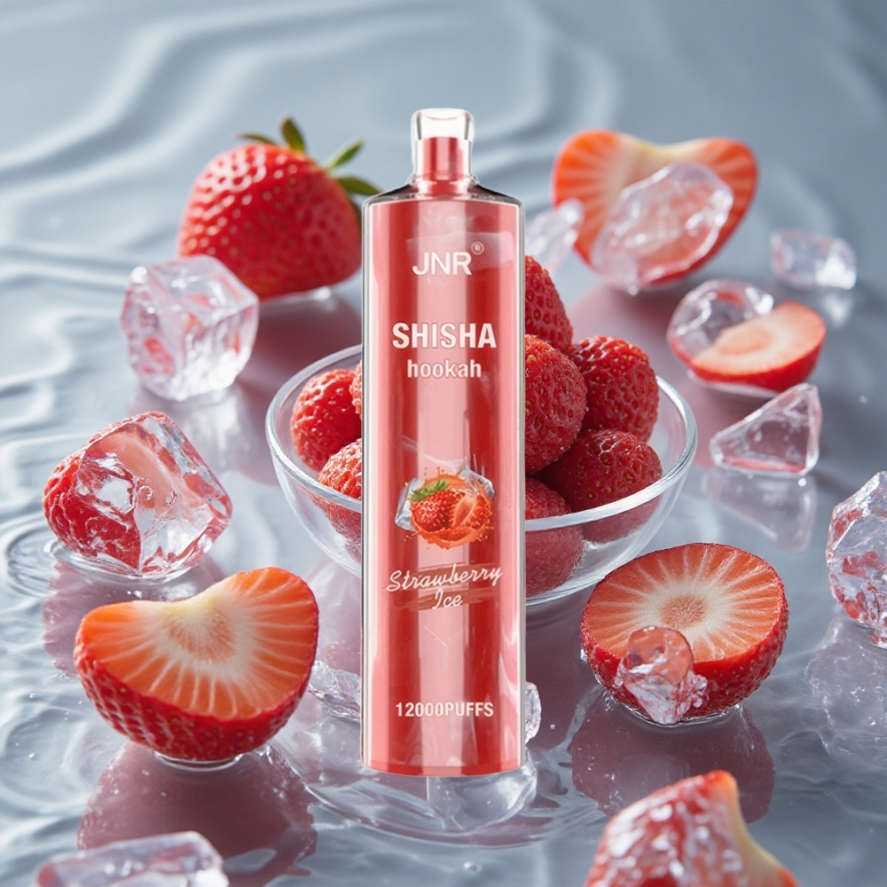 JNR Shisha Hookah 12000 Puffs Braškės Ledas Vienkartinis Vape