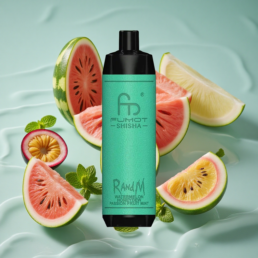 RandM Fumot Shisha 10000 Puffs Vienkartinis Vape Vandynio Melionas Medūs Pasiflora Mėta