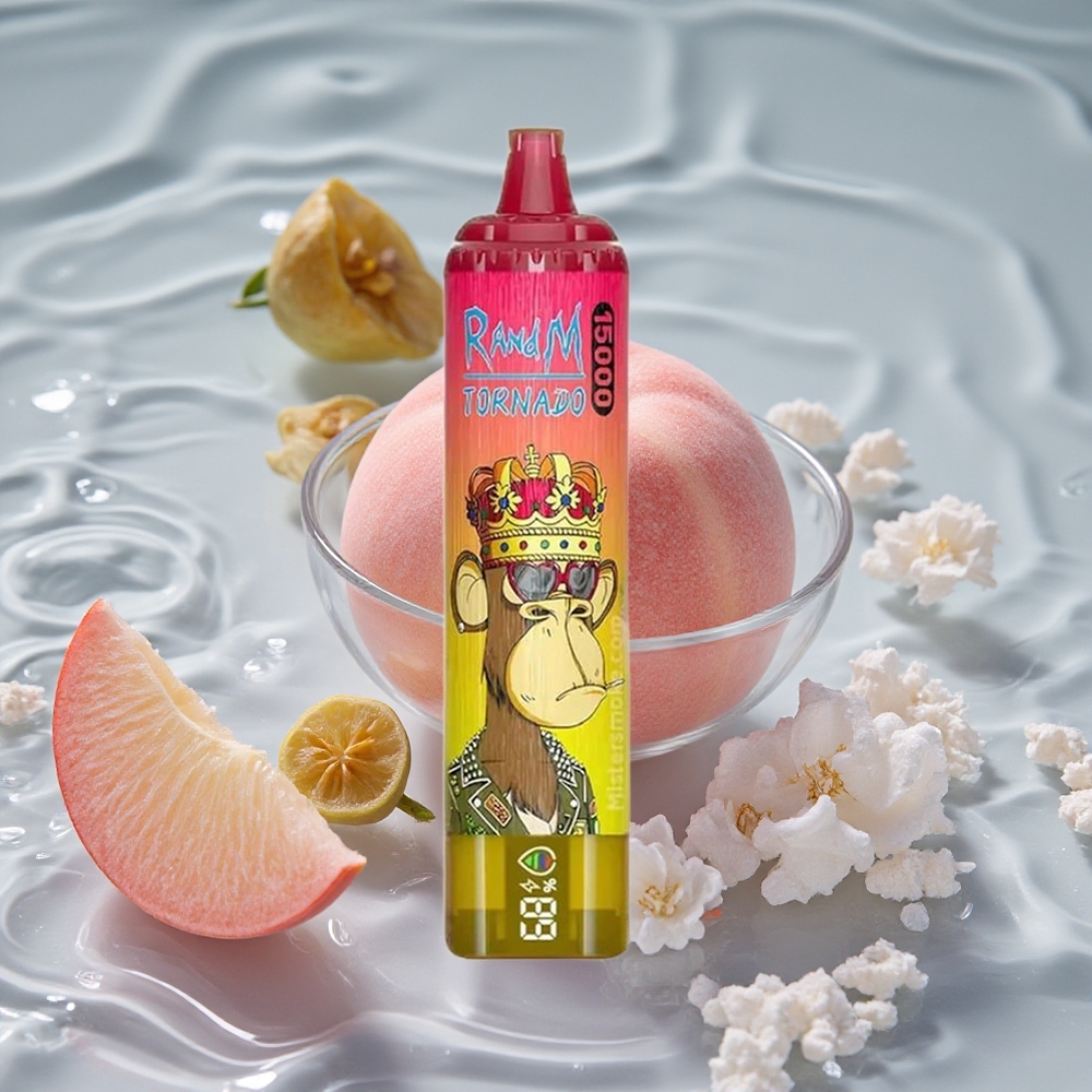 RandM Fumot Tornado 15000 Puffs 25ml Vienkartinis Vape Ledinė Persikė