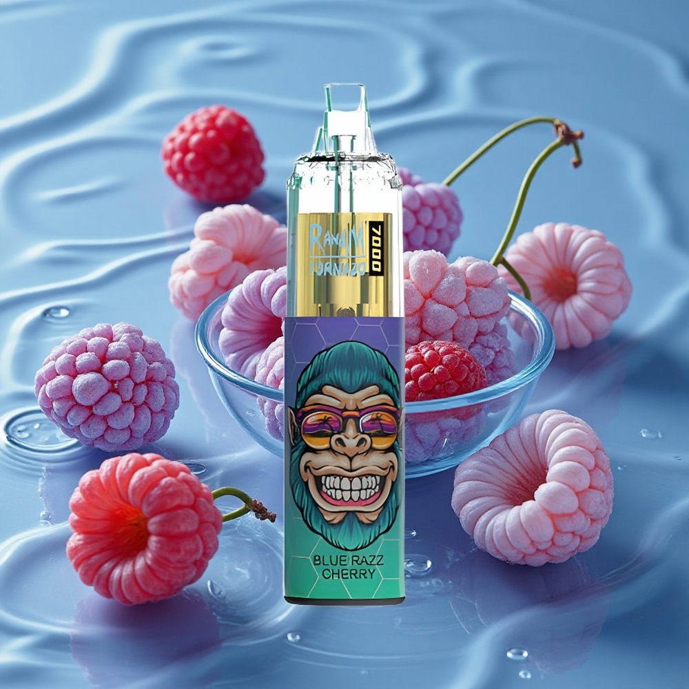 RandM Fumot Tornado 7000 Puffs Deguonies reguliavimas Mėlyna avietė vyšnia