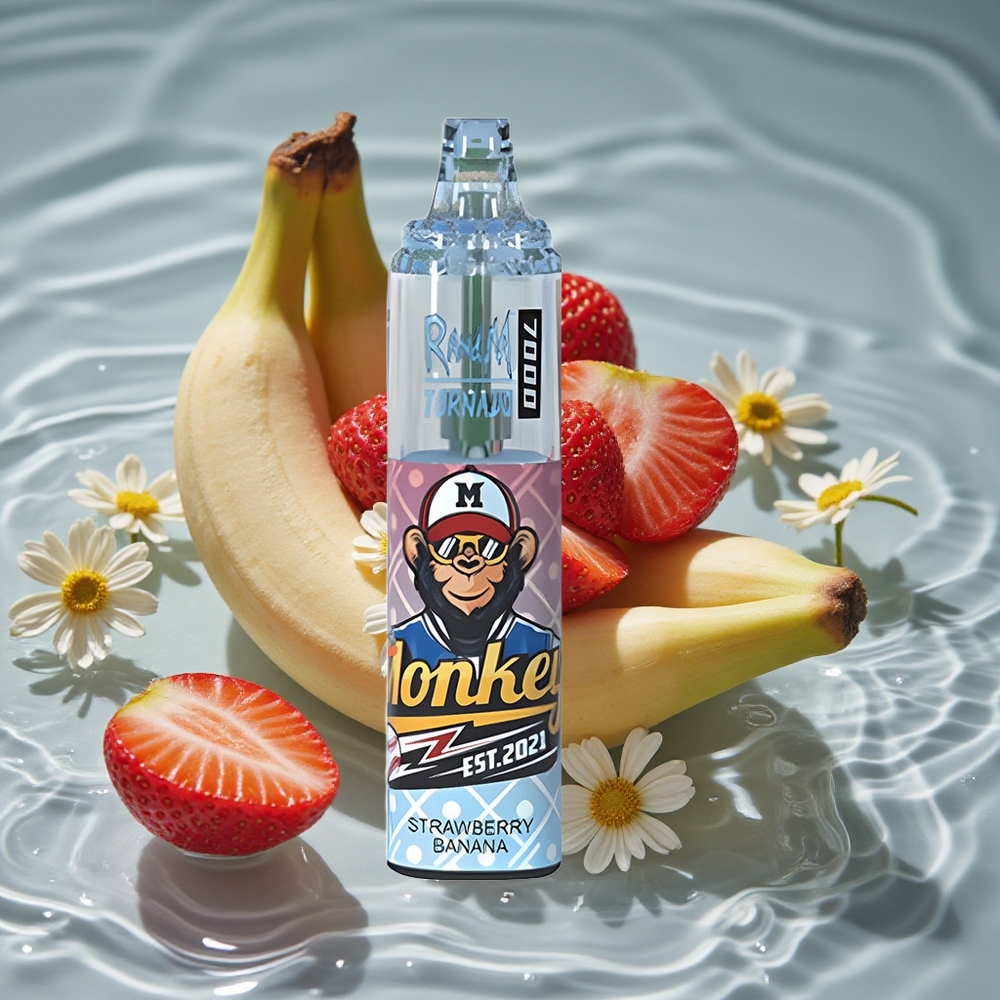 RandM Fumot Tornado 7000 Puffs Vienkartinis Vape Braškė Bananas