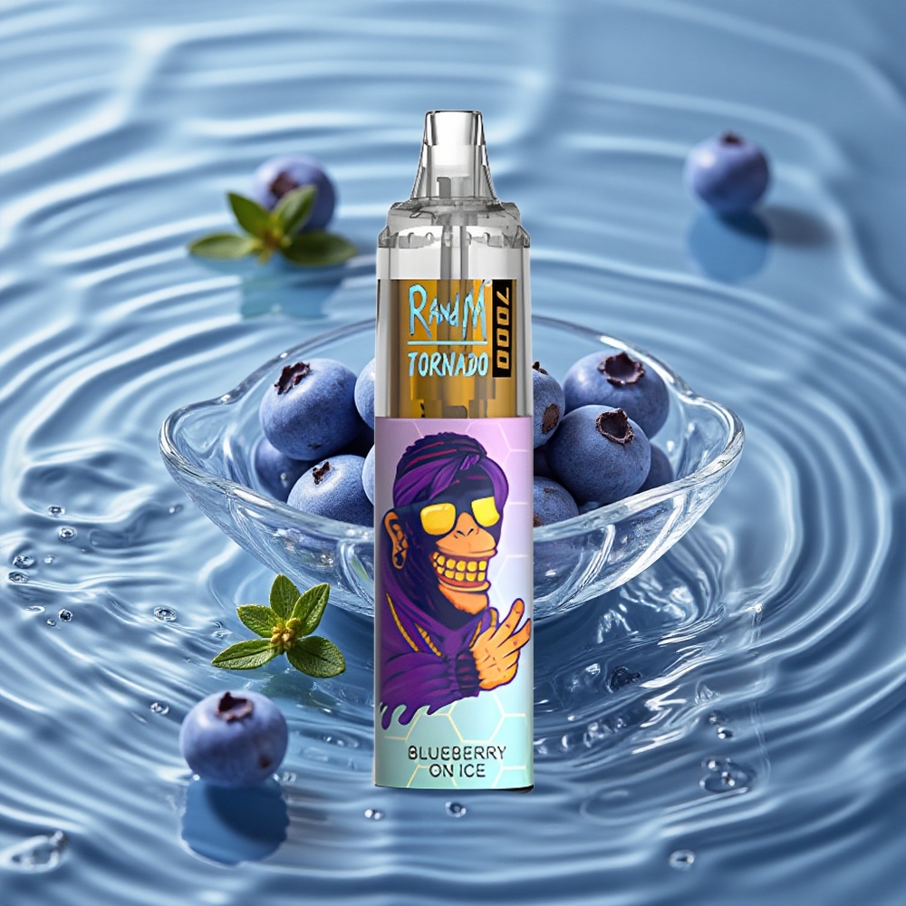 RandM Fumot Tornado 7000 Puffs Vienkartinis Vape Mėlynųjų Uogų Ledas