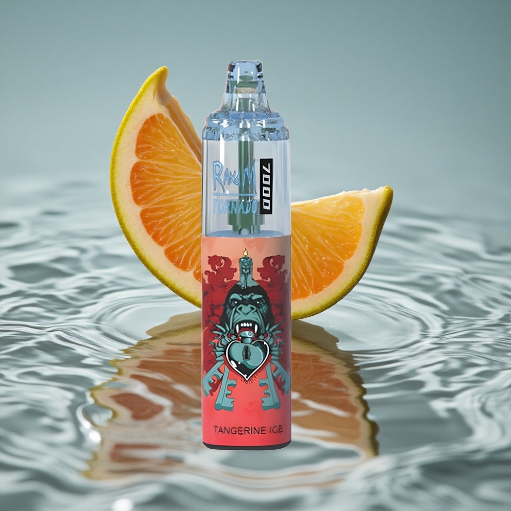 RandM Fumot Tornado 7000 Puffs Vienkartinis Vape Mandarino Ledas