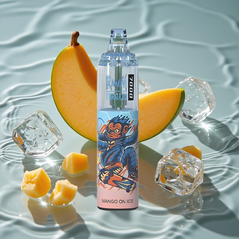 RandM Fumot Tornado 7000 Puffs Vienkartinis Vape Mango Ant Ledų