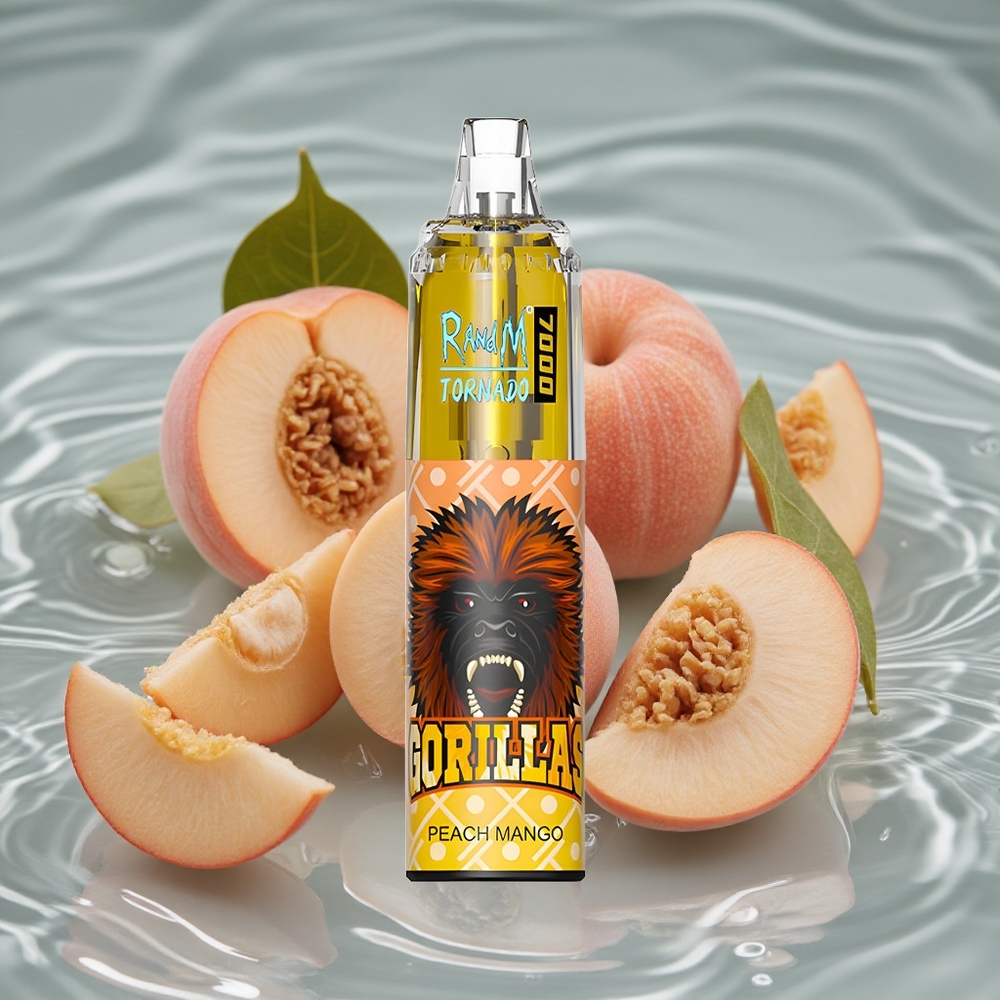 RandM Fumot Tornado 7000 Puffs Vienkartinis Vape Persikas Mango