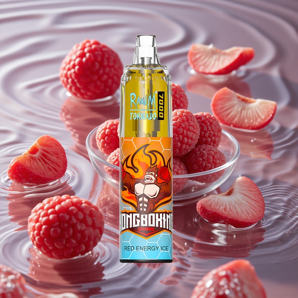RandM Fumot Tornado 7000 Puffs Vienkartinis Vape Raudona Energija Ledas