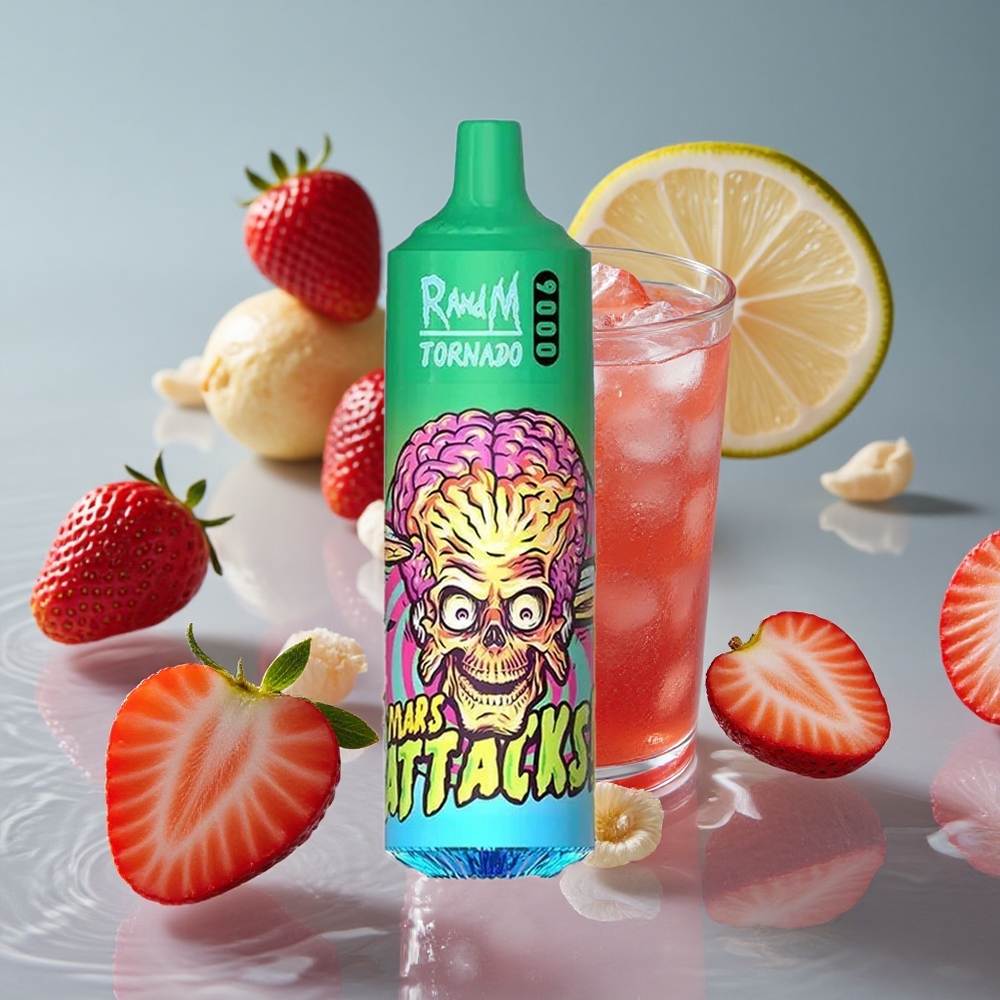 RandM Fumot Tornado 9000 Puffs Braškių Limonadas Vienkartinis Vape