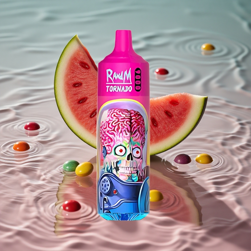 RandM Fumot Tornado 9000 Puffs Vienkartinis Vape Arbūzų Skittles.