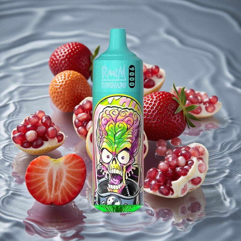 RandM Fumot Tornado 9000 Puffs Vienkartinis Vape Braškė Granatas