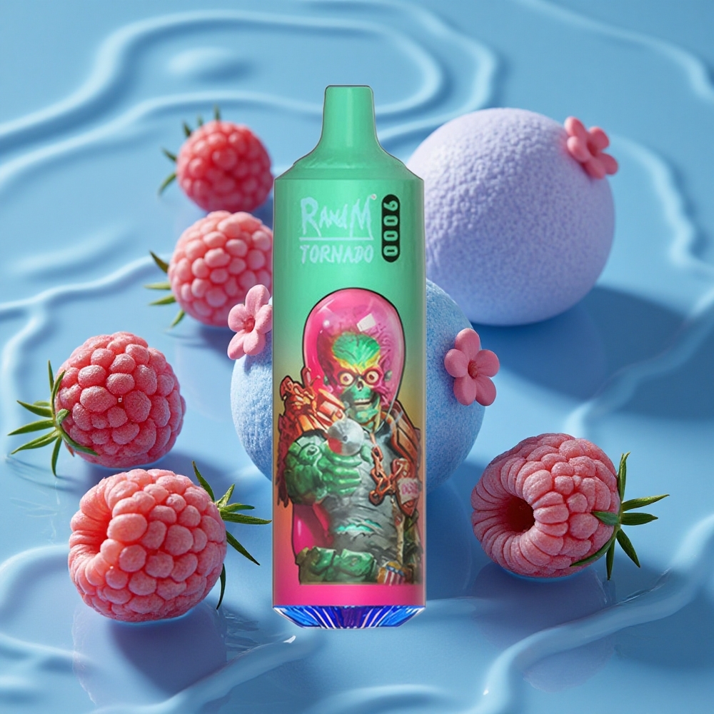 RandM Fumot Tornado 9000 Puffs Vienkartinis Vape Mėlyna Razz Kush