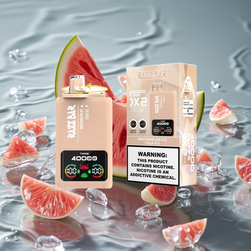 Razz Bar 40000 Puffs Ekranas Vienkartinis Vape Arbūzas Ledas_Kola Ledas