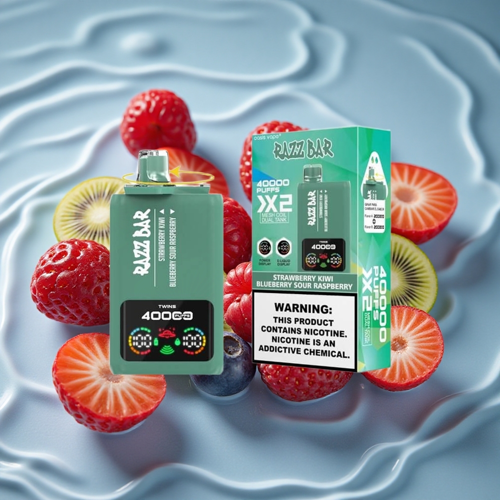 Razz Bar 40000 Puffs Vienkartinis Vape Braškė-Kivis/Mėlynoji Rūgščioji Avietė
