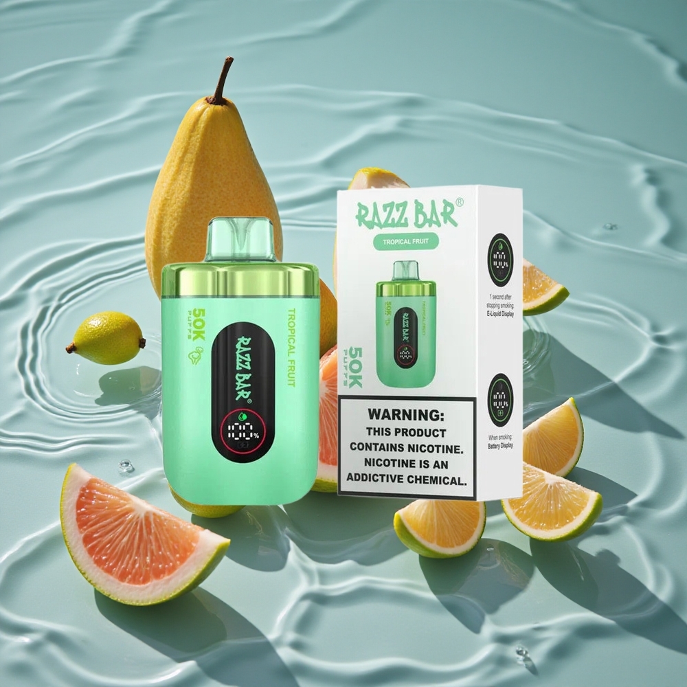 Razz Bar 50K Puffs Vienkartinis Vape Tropiniais Vaisiais su 50000 Traukimų